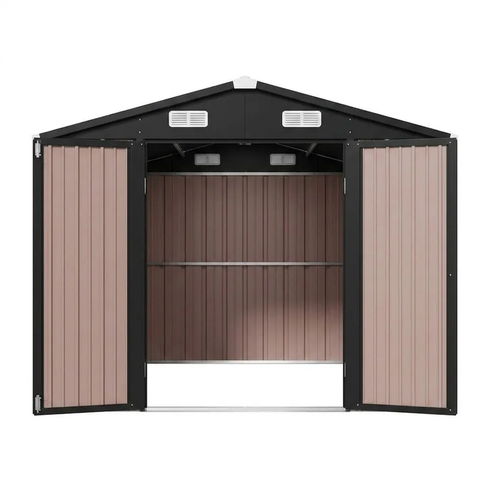 Casetta da giardino in acciaio verniciato marrone e nero 260x210x190 cm