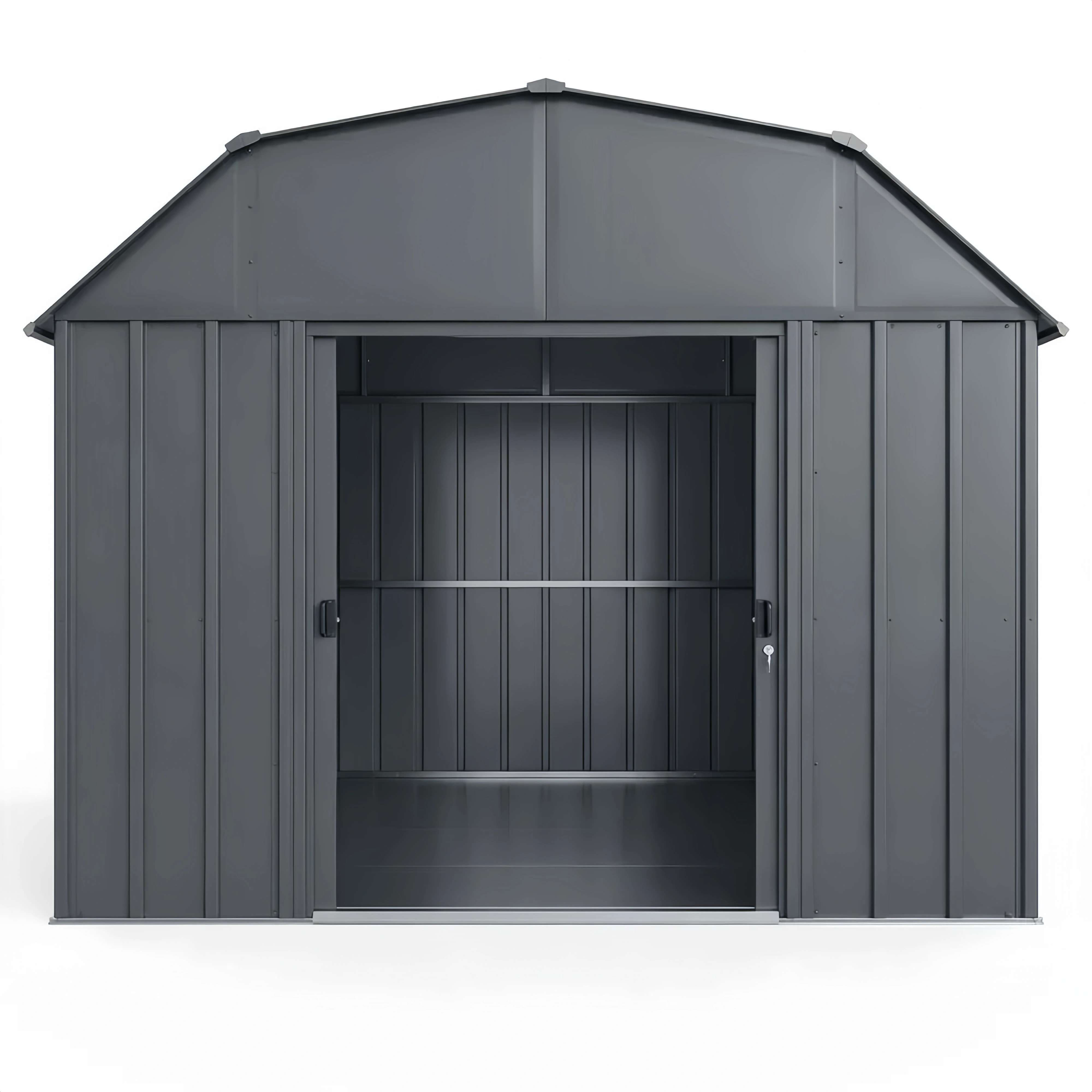 Capanno da Giardino in Acciaio Zincato Grigio con Porta Scorrevole