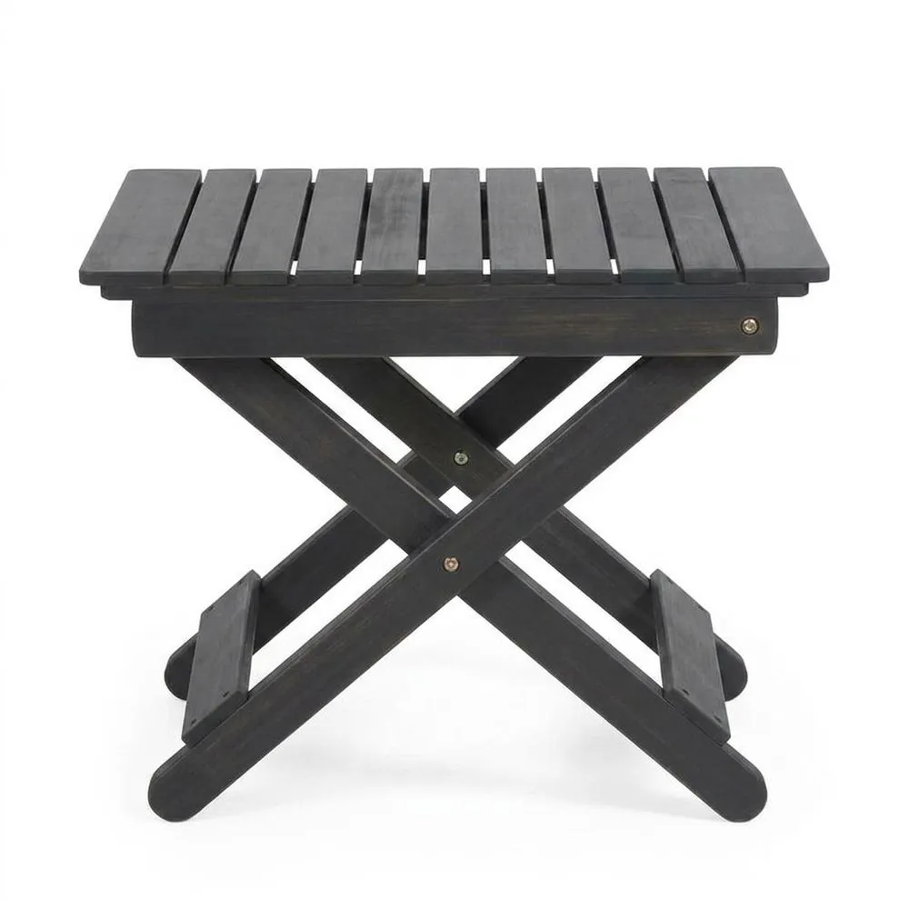 Tavolino Pieghevole Legno Massello Nero 45x30x40 cm