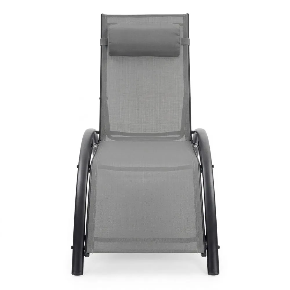 Poltrona da giardino con struttura in alluminio grigio 160x65x98 cm