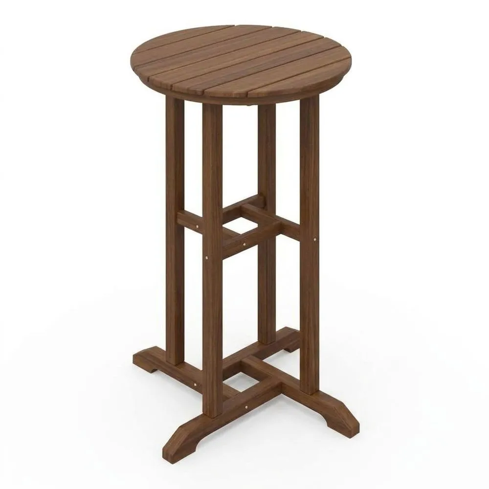 Tavolino alto in legno massello di acacia marrone