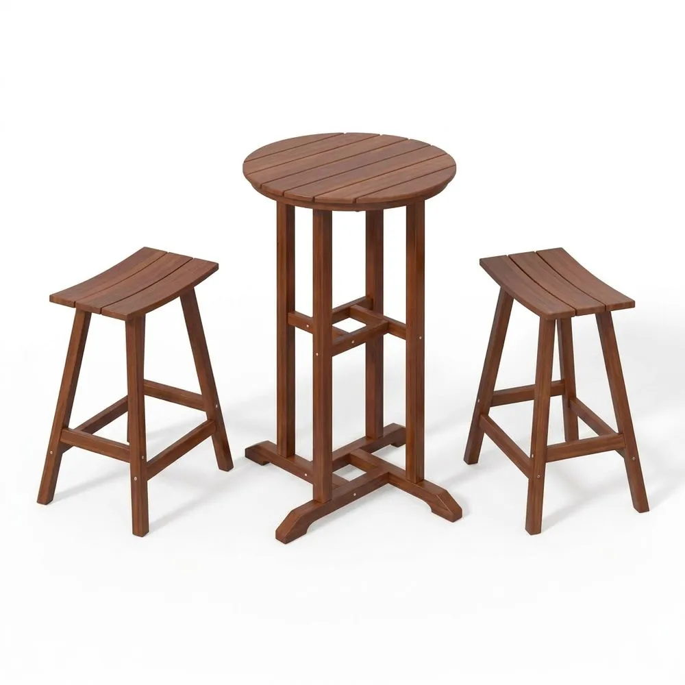 Set di tavolo e sedie da esterno in legno di acacia marrone