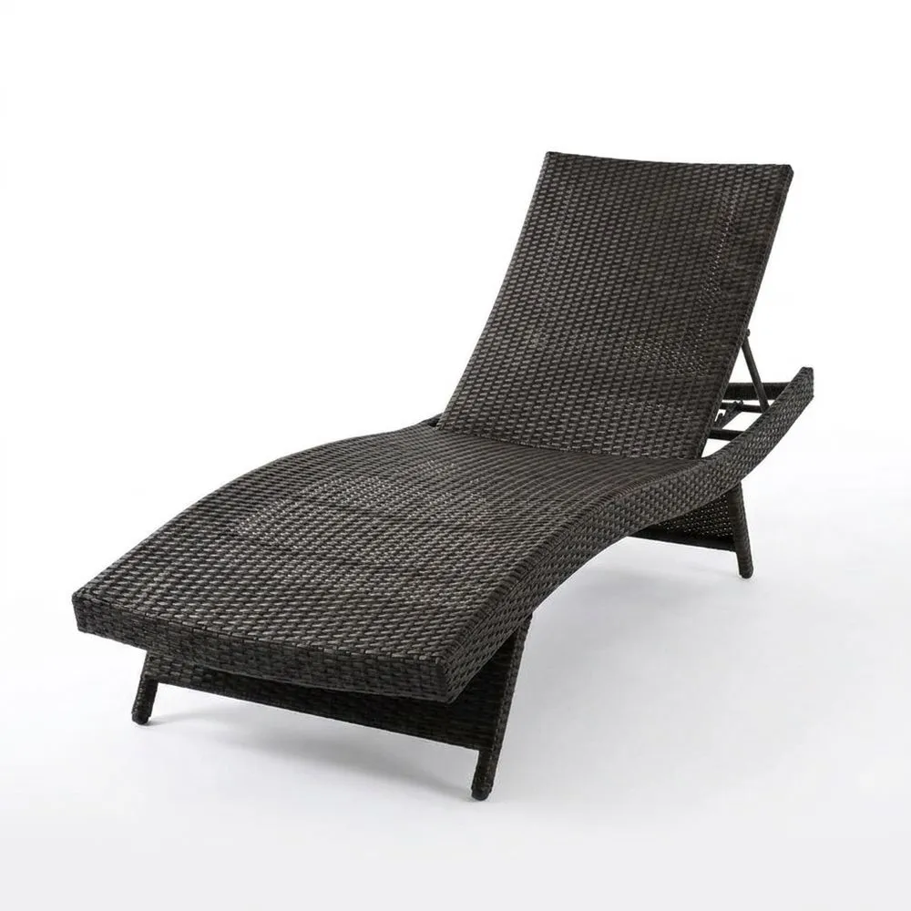 Sdraio da Esterno in Rattan Sintetico Grigio Scuro