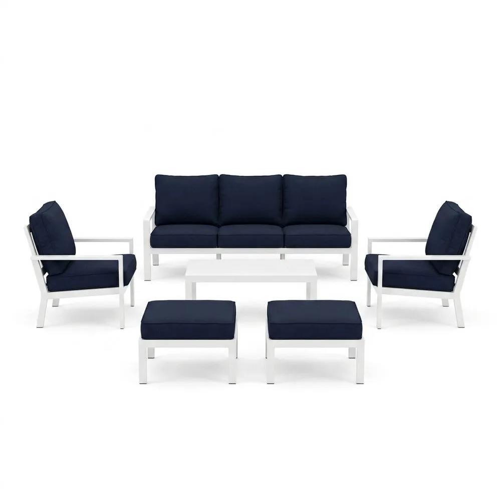 Set Divano da Giardino in Alluminio con Poliestere Blu