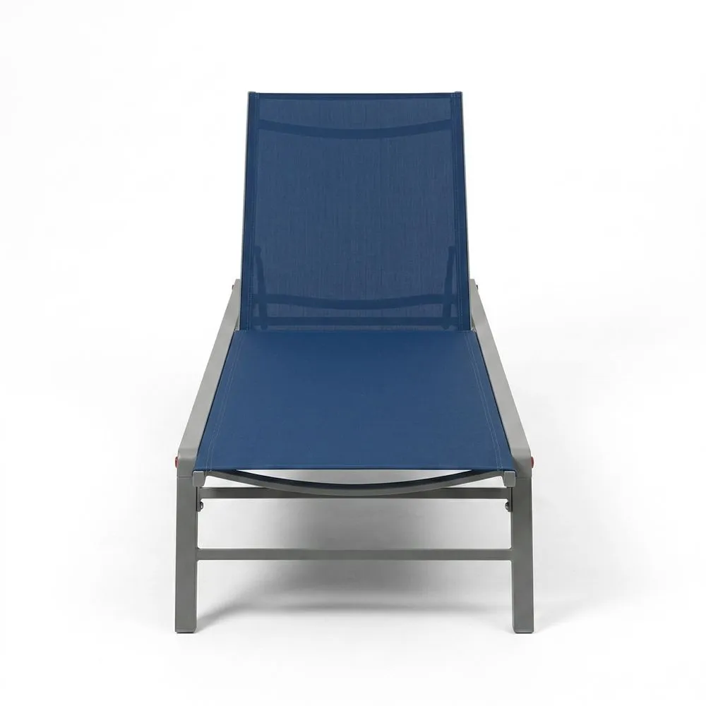 Lettino Prendisole in Alluminio e Textilene Blu