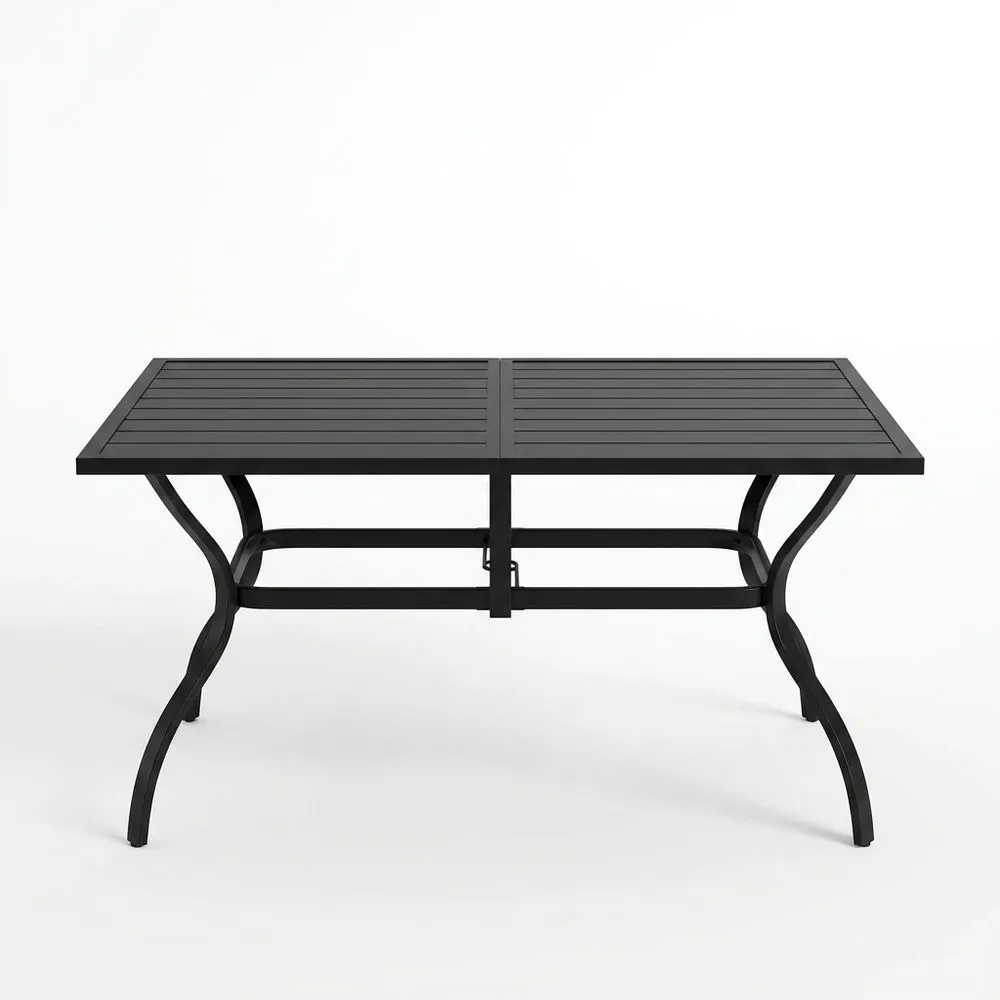 Tavolo rettangolare in alluminio nero per esterni 160x90x74 cm