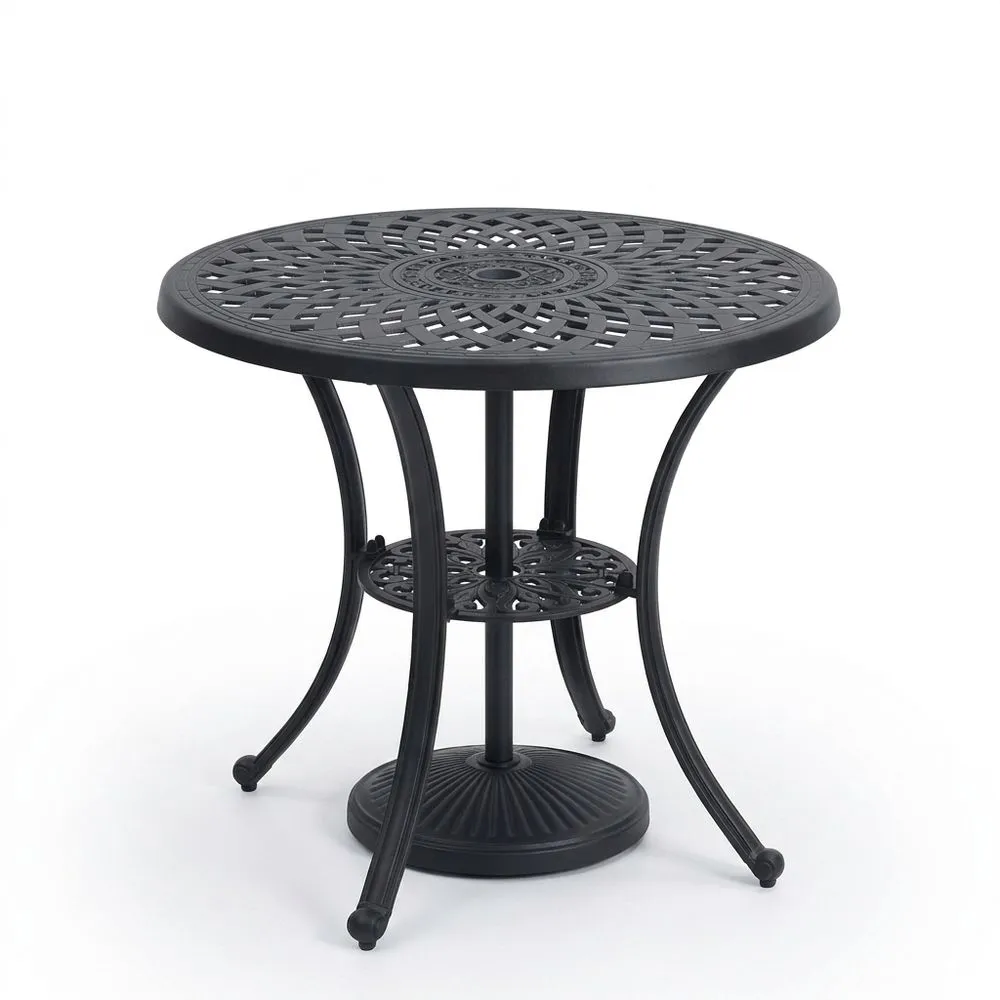 Tavolo rotondo da giardino in alluminio nero diametro 90 cm