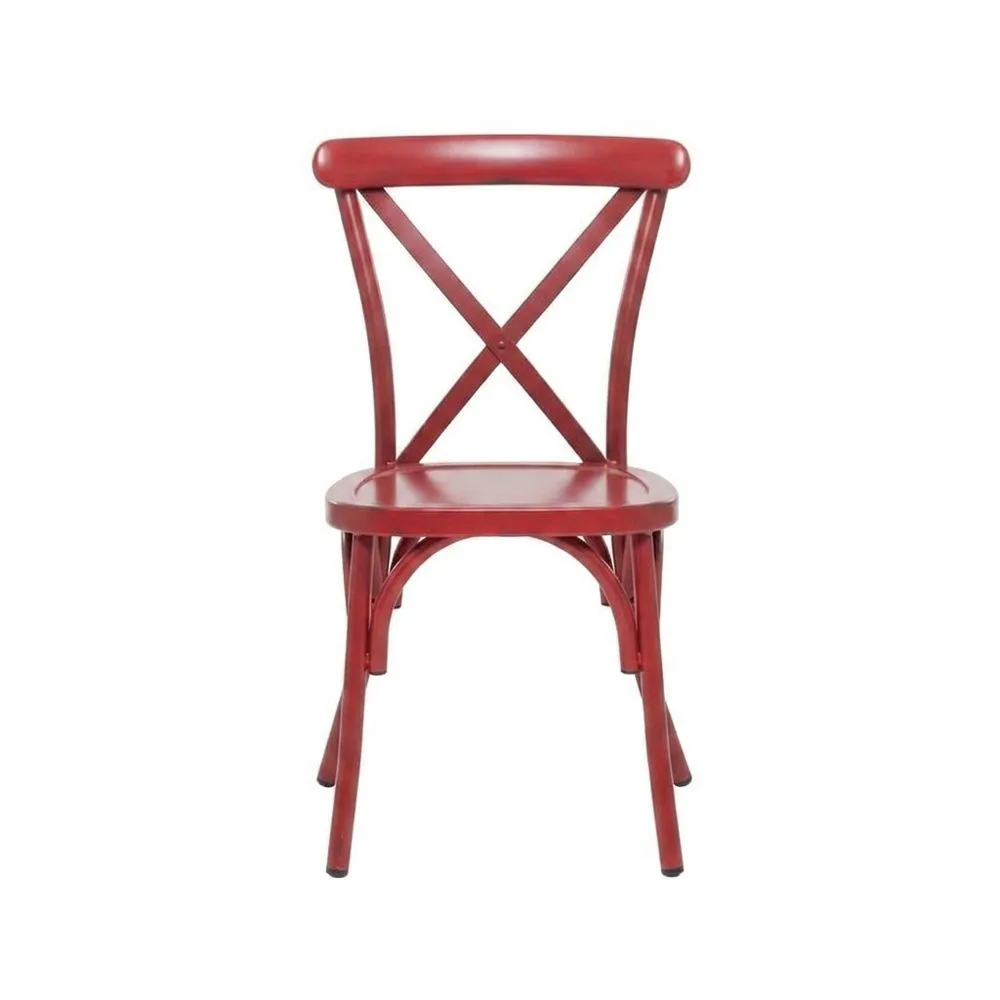 Sedia con schienale a X in legno massello rosso