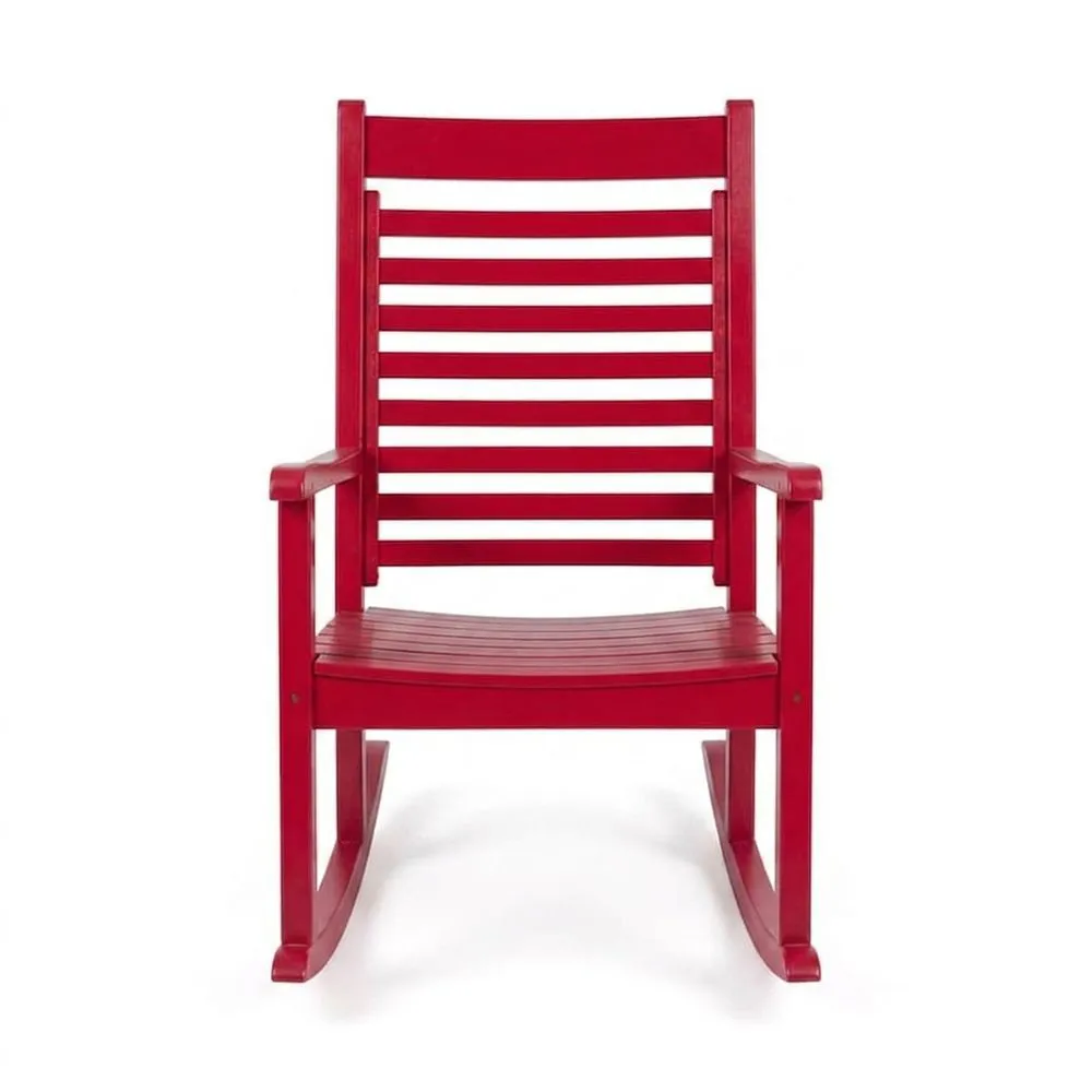 Sedia a dondolo in legno massello rosso