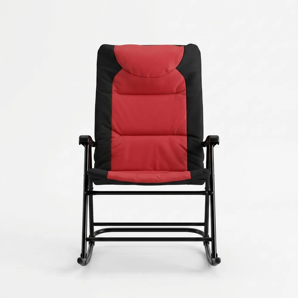 Sedia a dondolo in acciaio e poliestere rosso e nero