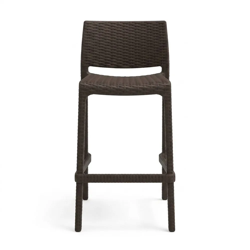 Sgabello in rattan sintetico marrone per esterni