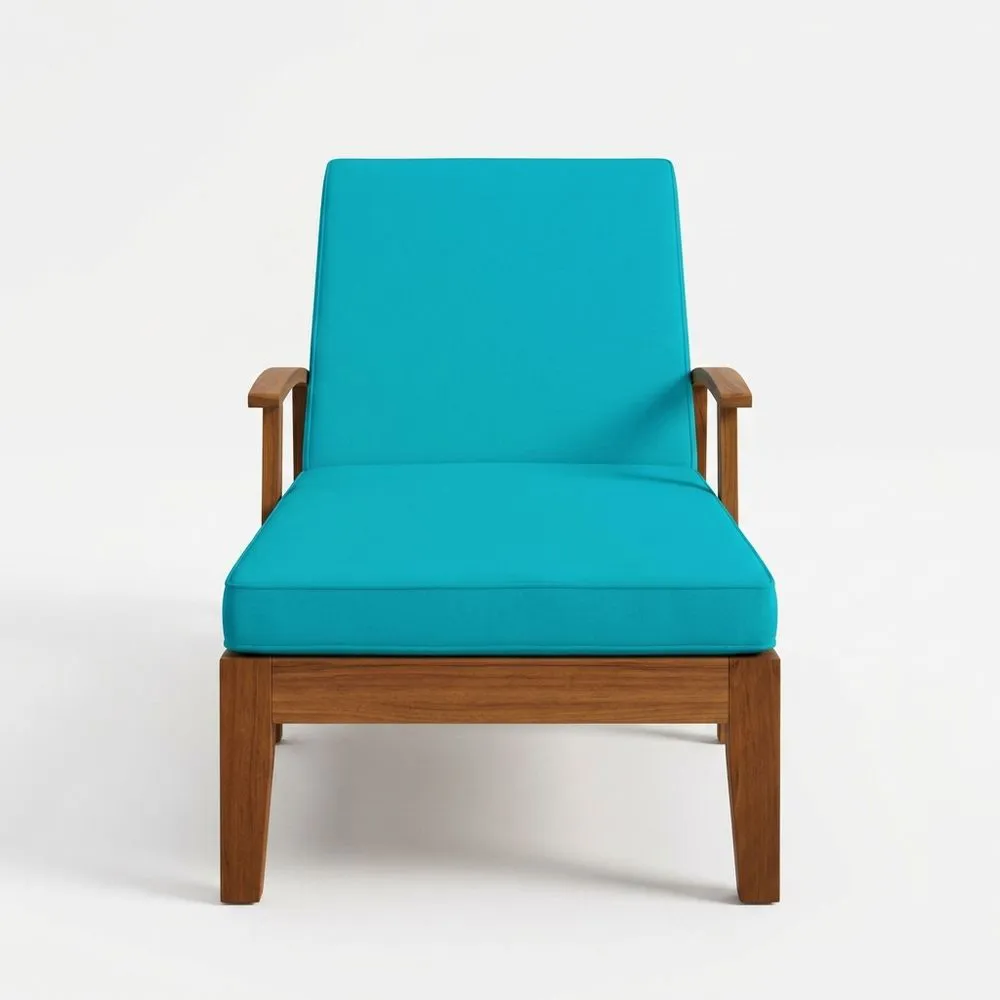 Sedia da giardino in rovere con cuscini blu-verdi
