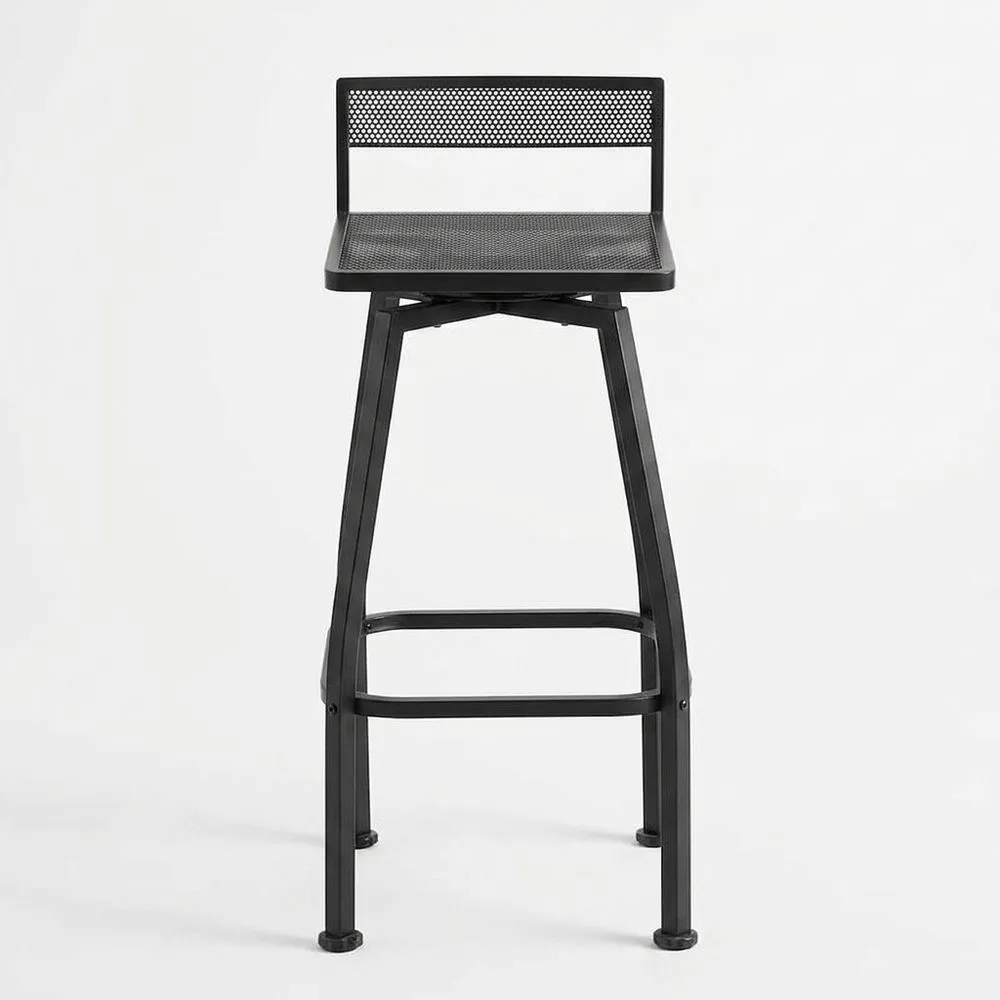 Sgabello da bar da 76 cm con schienale in rete metallica nera