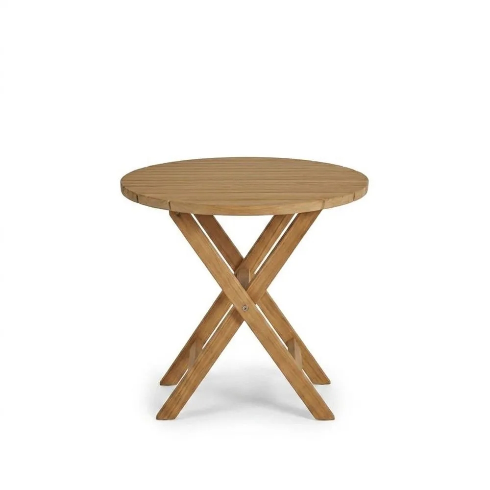 Tavolo rotondo pieghevole in legno di teak 70 cm