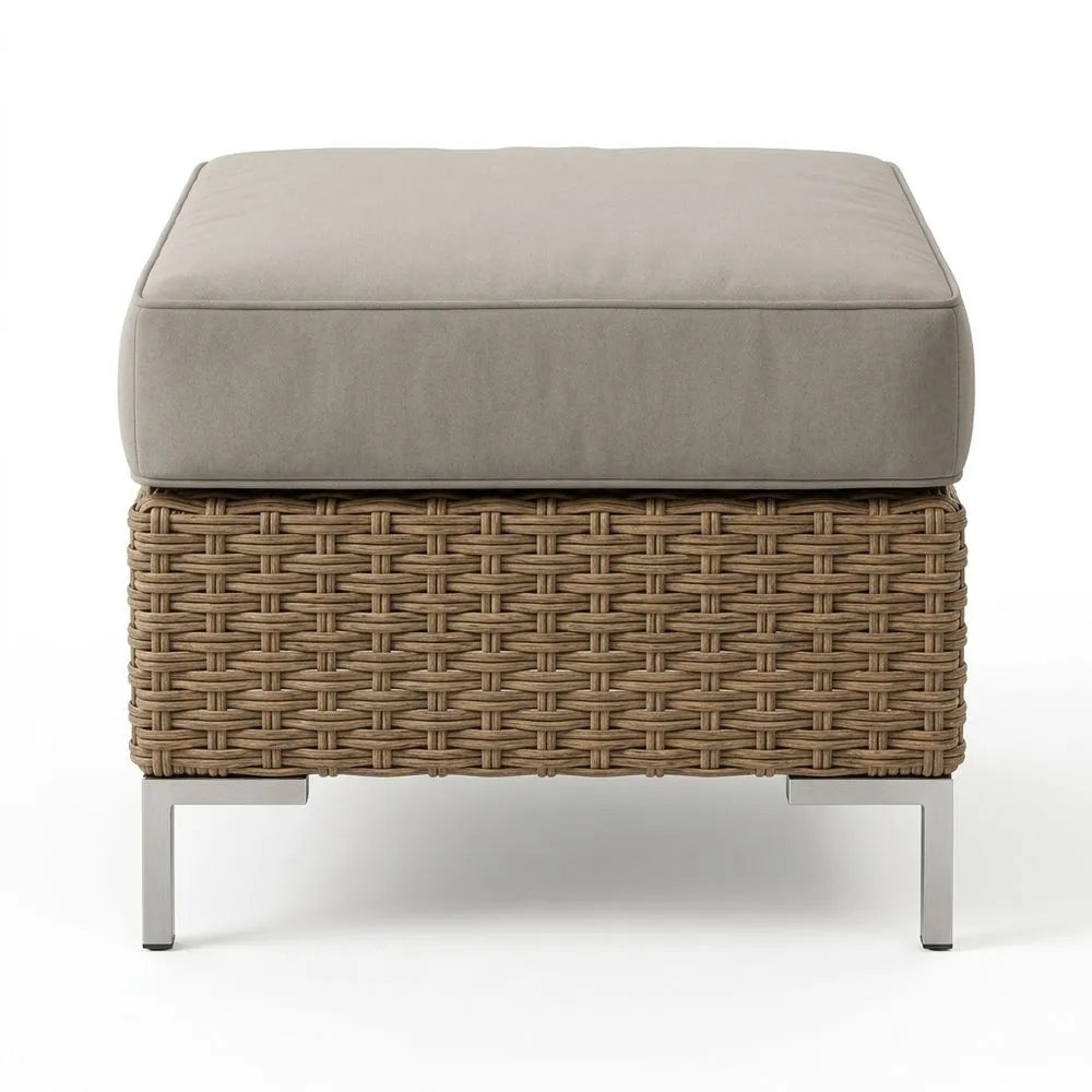 Pouf Rattan Sintetico Grigio 45x45x35 cm