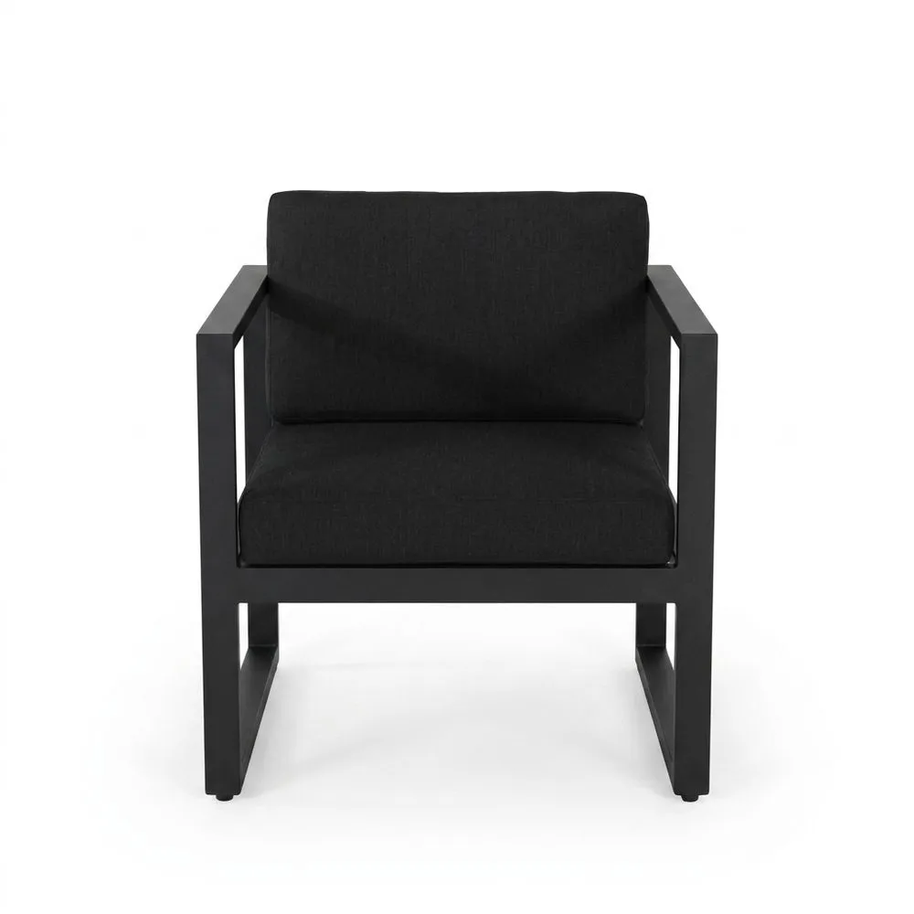 Poltrona in Alluminio Nero con Cuscini in Poliestere