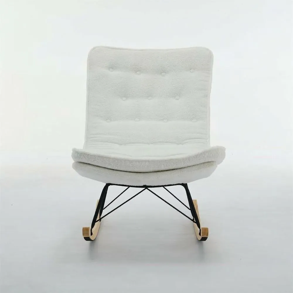 Sedia a dondolo realizzata in acciaio e legno di acacia