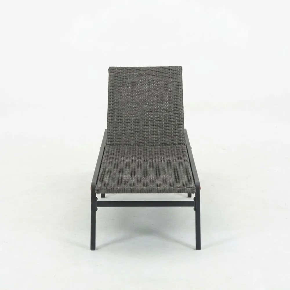 Sdraio da Giardino in Rattan Sintetico con Struttura in Alluminio Grigio