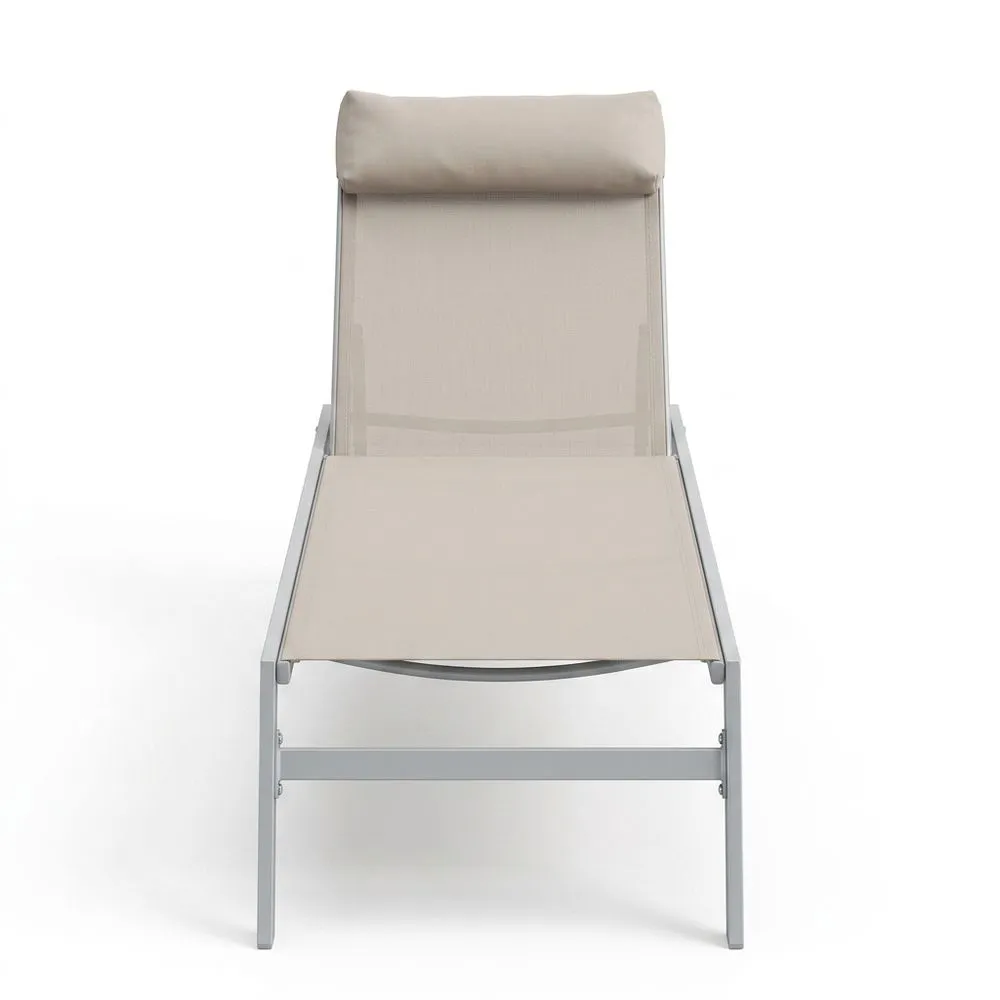 Poltrona lounge da esterno in alluminio e tessuto di poliestere beige
