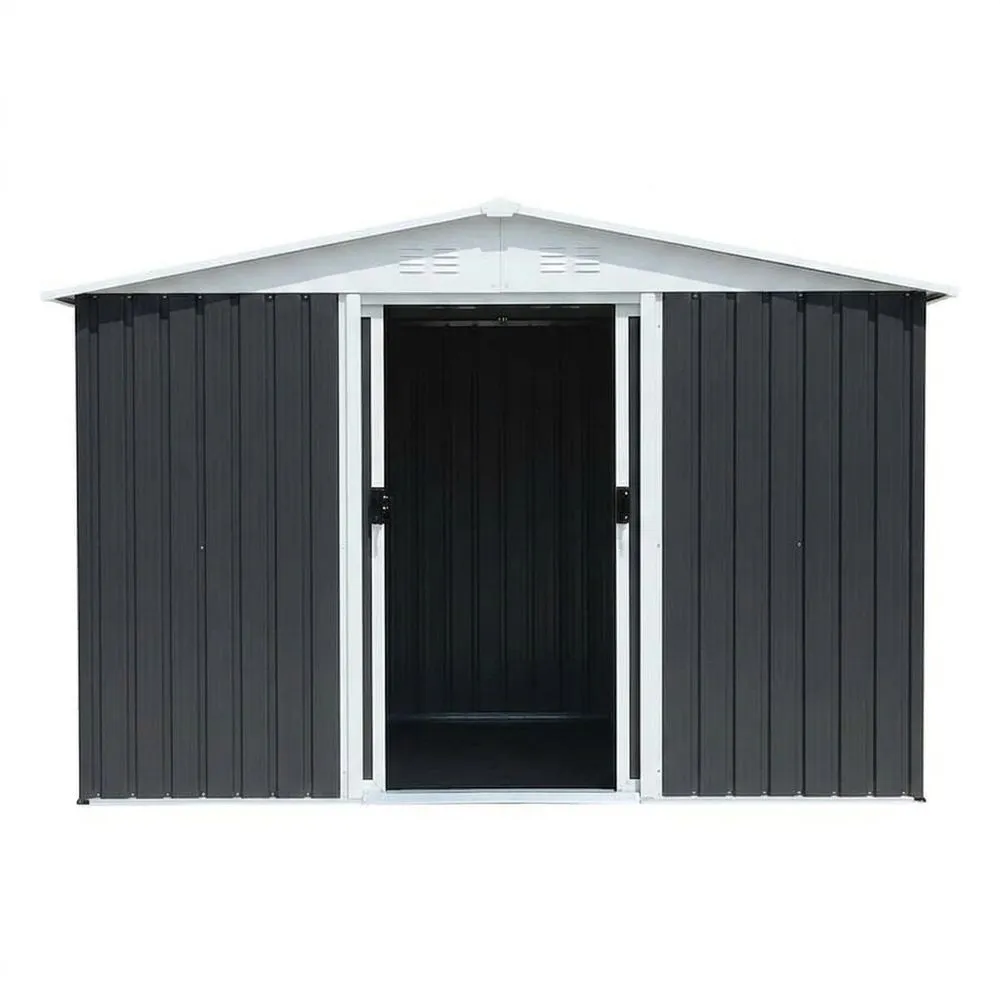 Casetta da giardino in lamiera d'acciaio grigia 196x122x180 cm