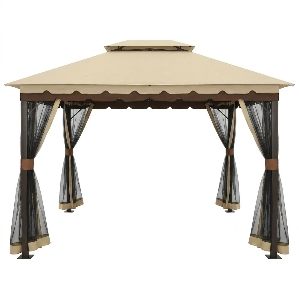 Gazebo da giardino in acciaio e tessuto di poliestere 3x3 m