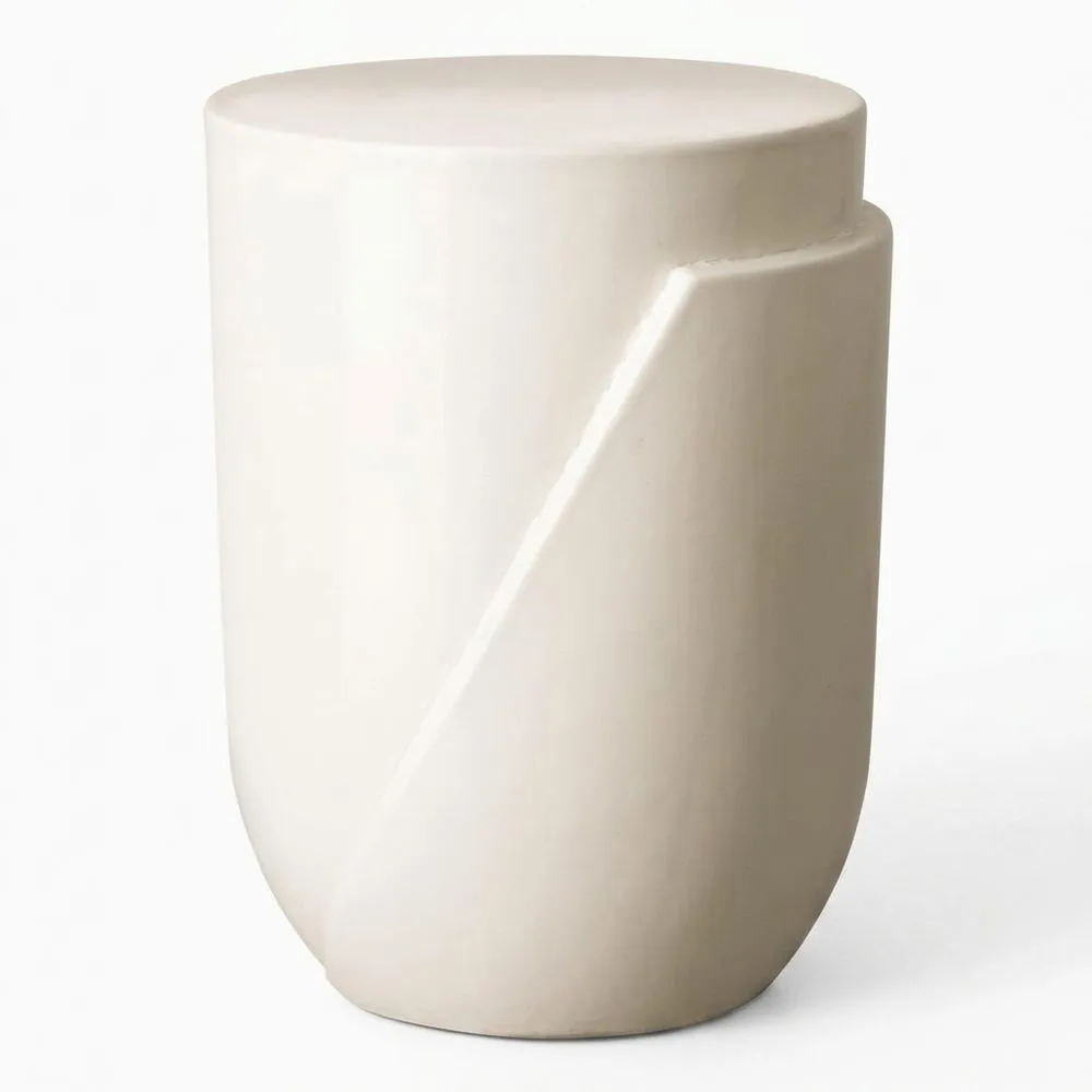 Sgabello in ceramica bianca