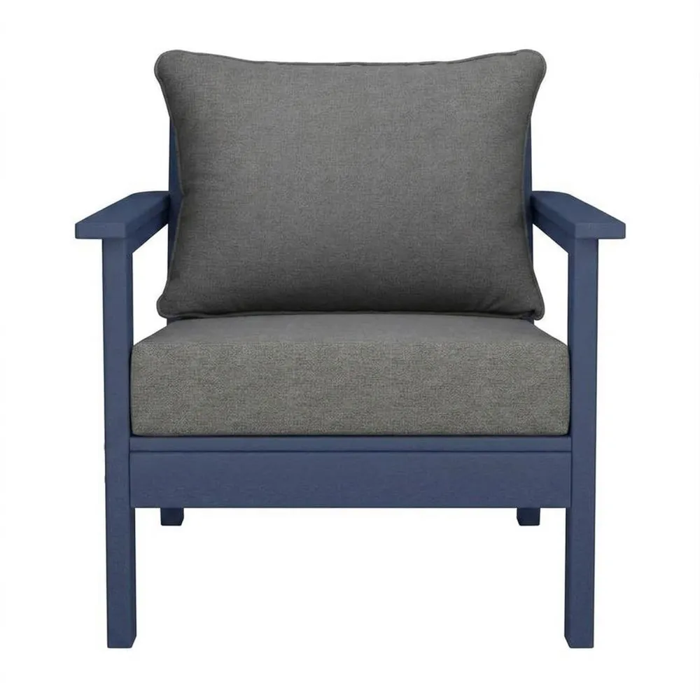 Sedia da esterno in rovere blu con schienale in poliestere grigio