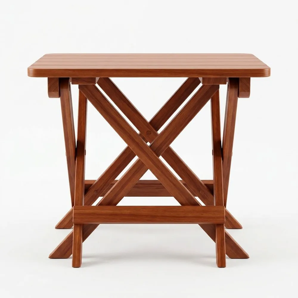 Tavolo pieghevole in legno massello marrone  80x50x70 cm