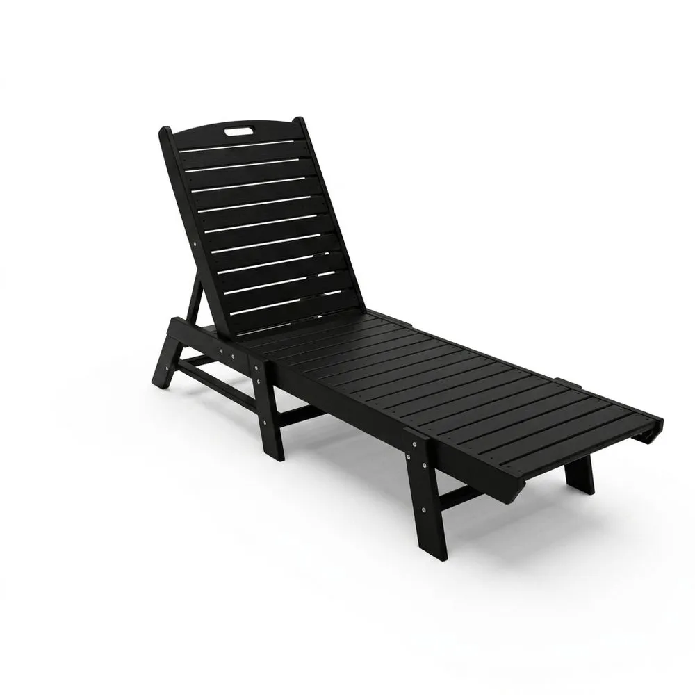 Lettino prendisole in legno di acacia laccato nero