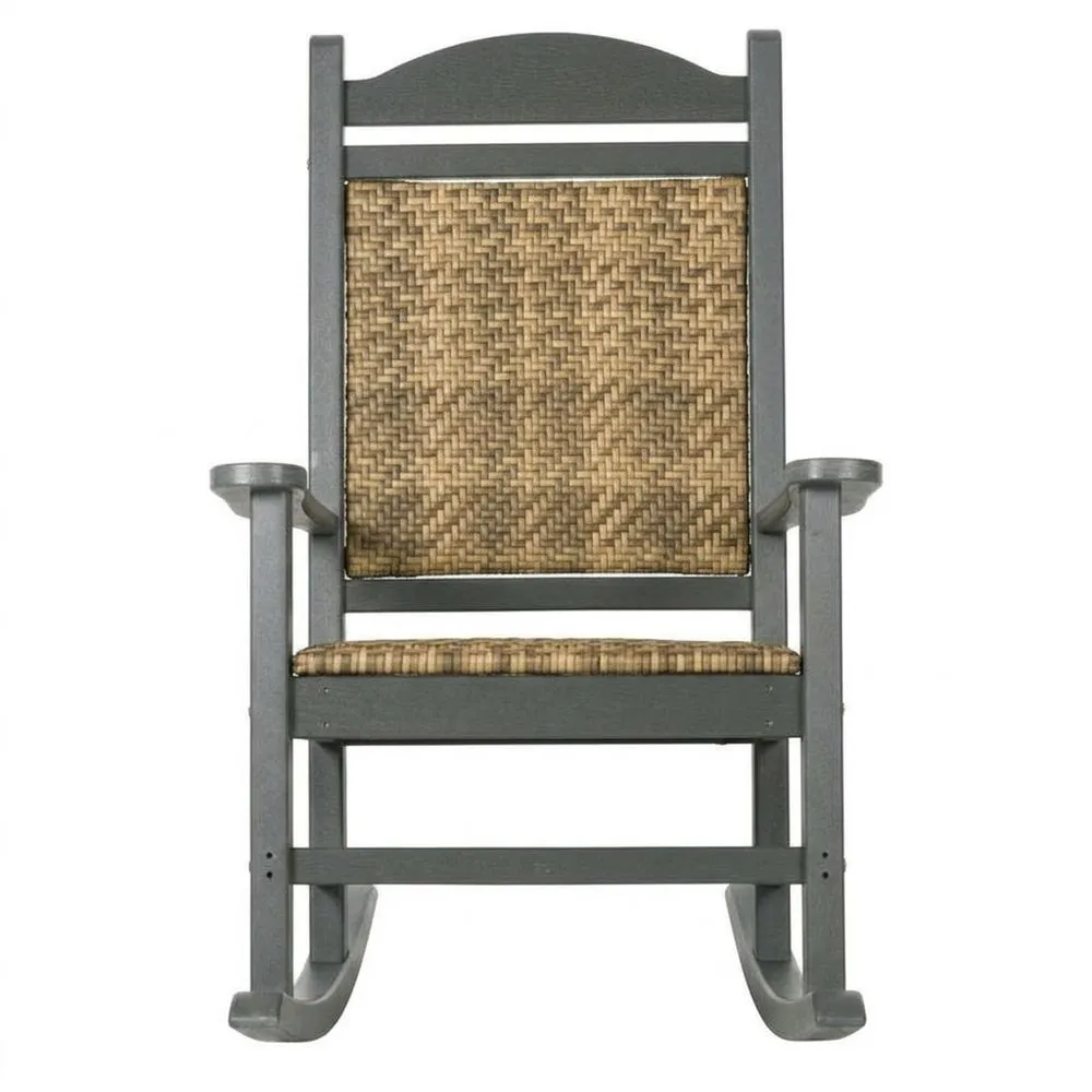 Sedia a Dondolo in Legno Composito e Rattan