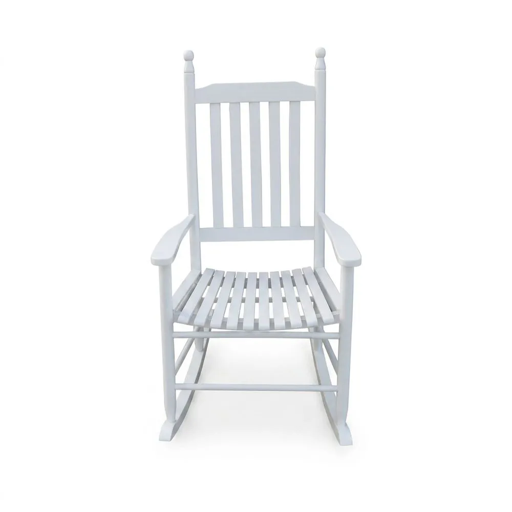 sedia a dondolo in legno massello bianco