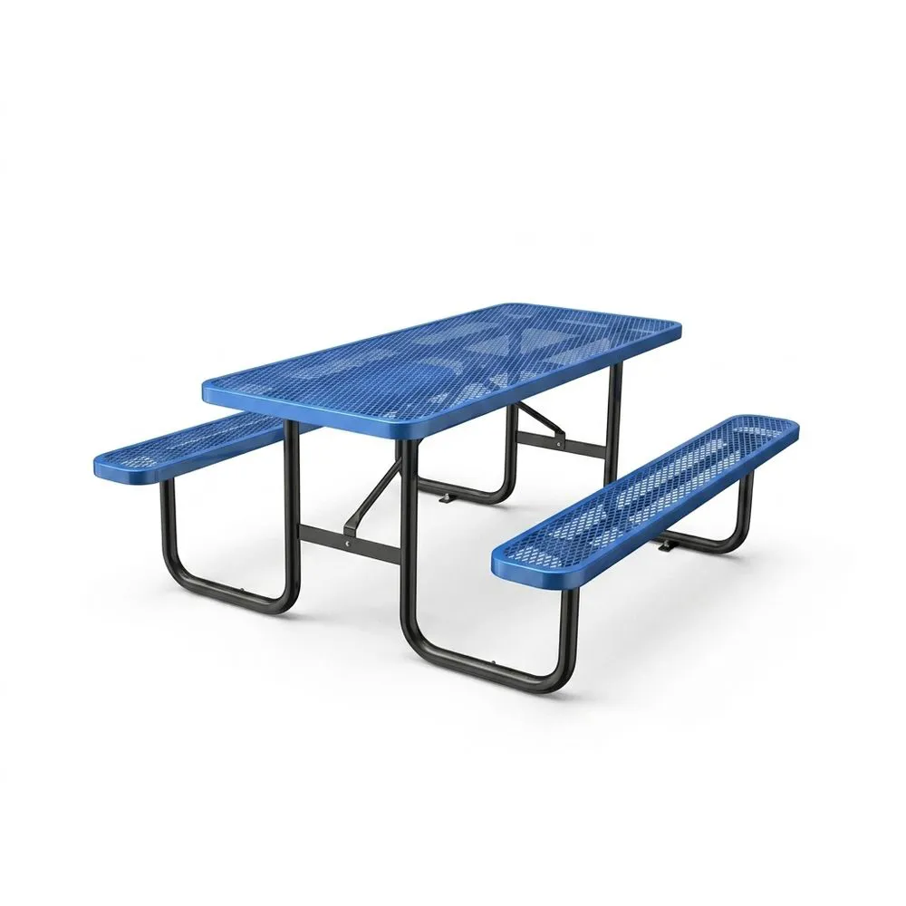 Set Tavolo da Picnic in Acciaio e Polietilene Blu