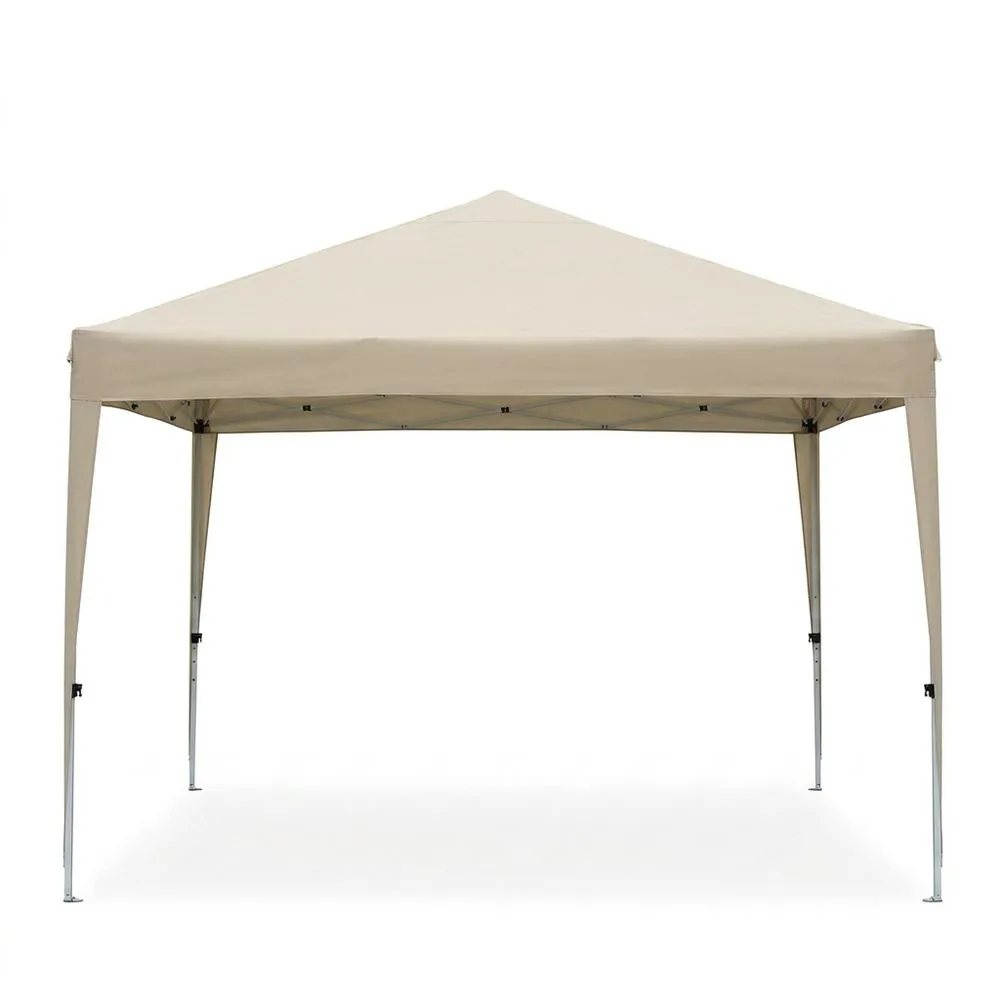 Gazebo pieghevole in poliestere beige 3x3m telaio in acciaio