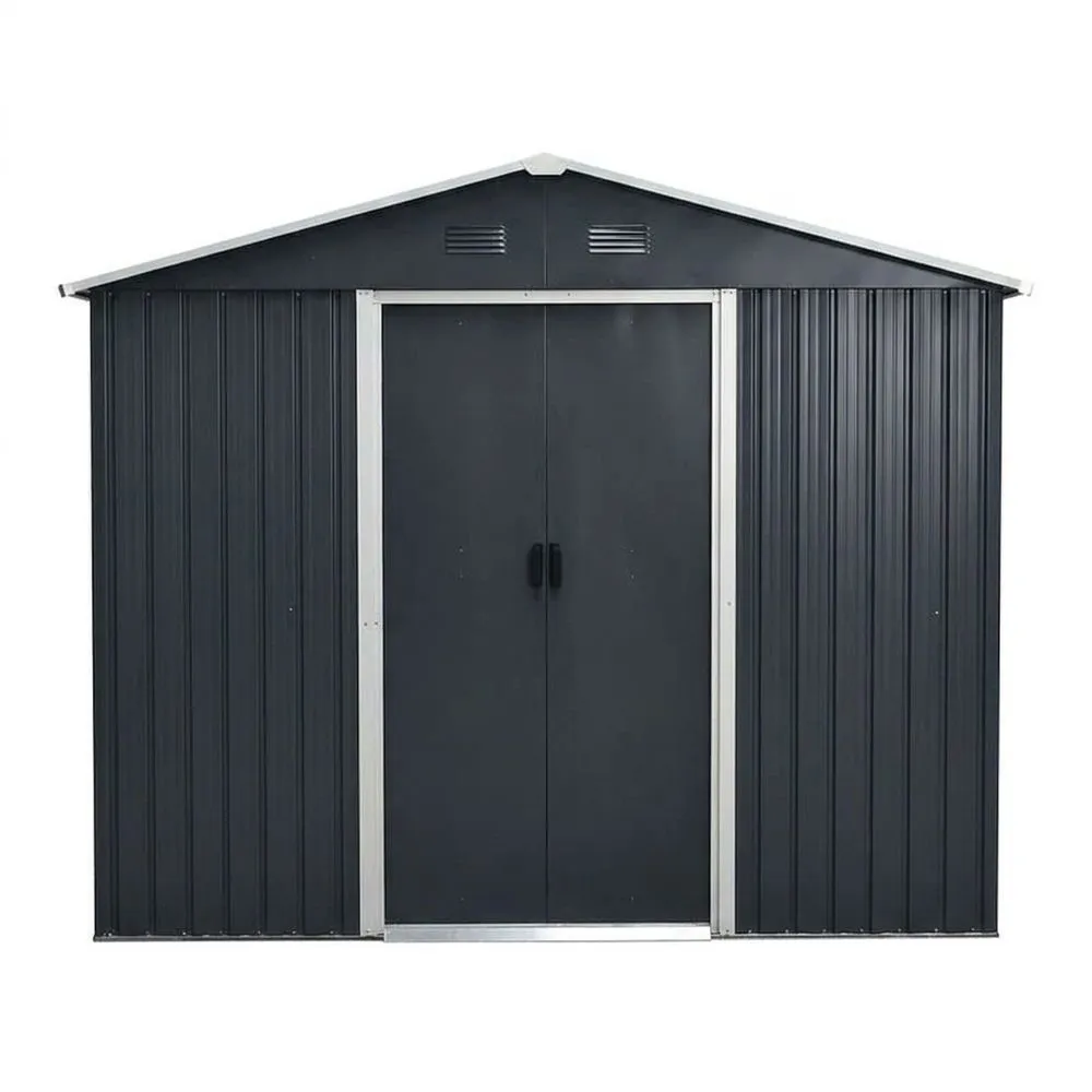 Casetta da giardino in acciaio zincato grigio, 210 x 132 x 186 cm