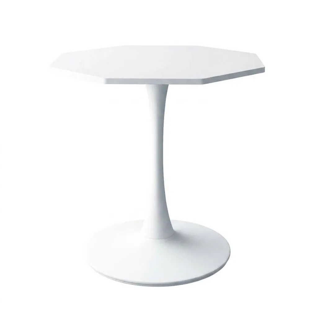 Tavolo esagonale in MDF bianco e acciaio, 80x72 cm