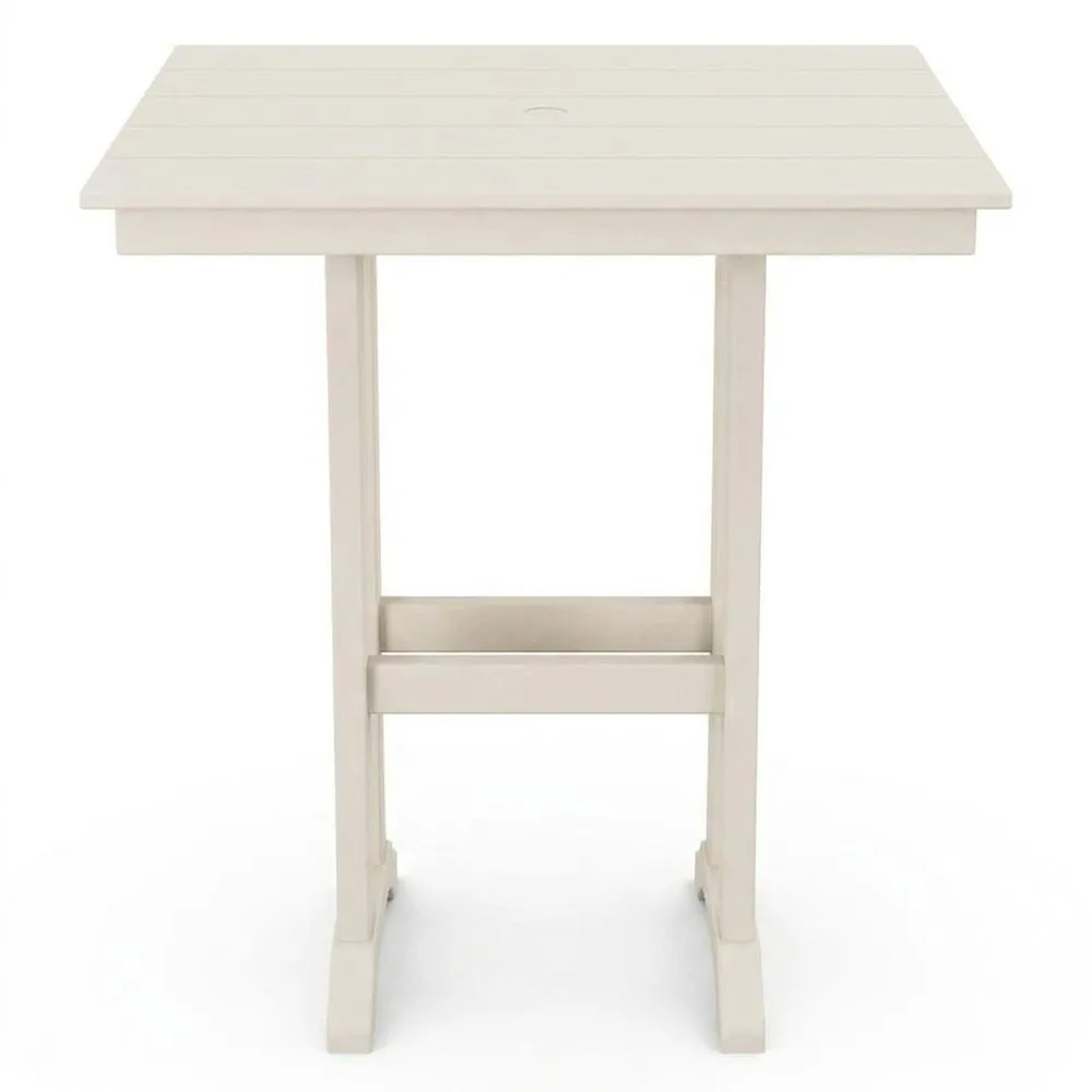 Tavolo da Giardino Quadrato in Legno Composito Bianco