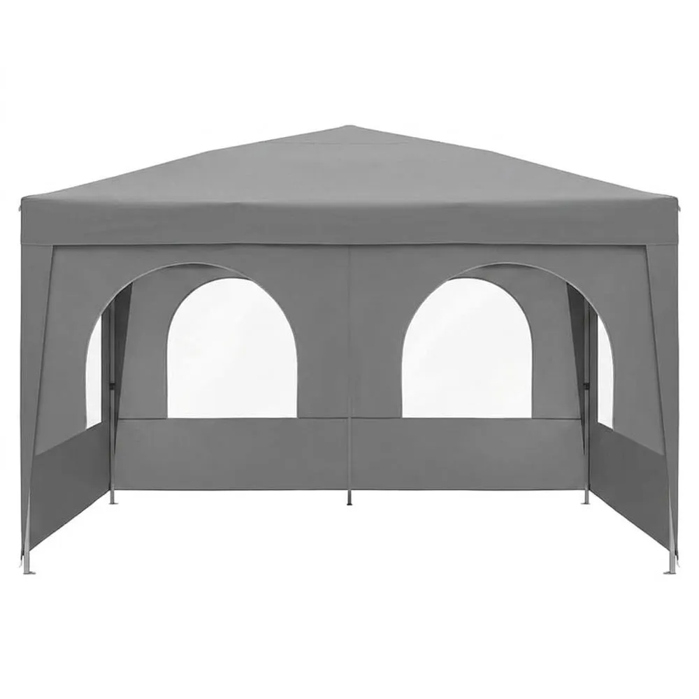 Gazebo da Giardino in Acciaio e Poliestere 3x3m Grigio