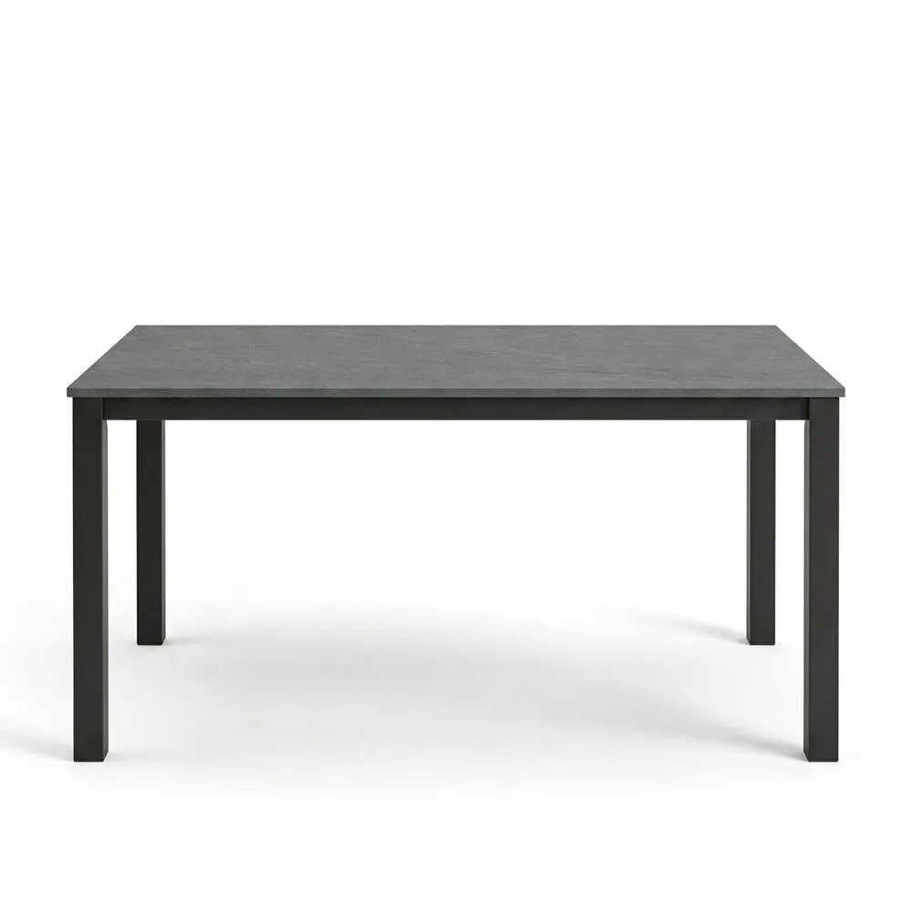 Tavolo rettangolare in alluminio nero con finitura opaca, 150x90x75 cm