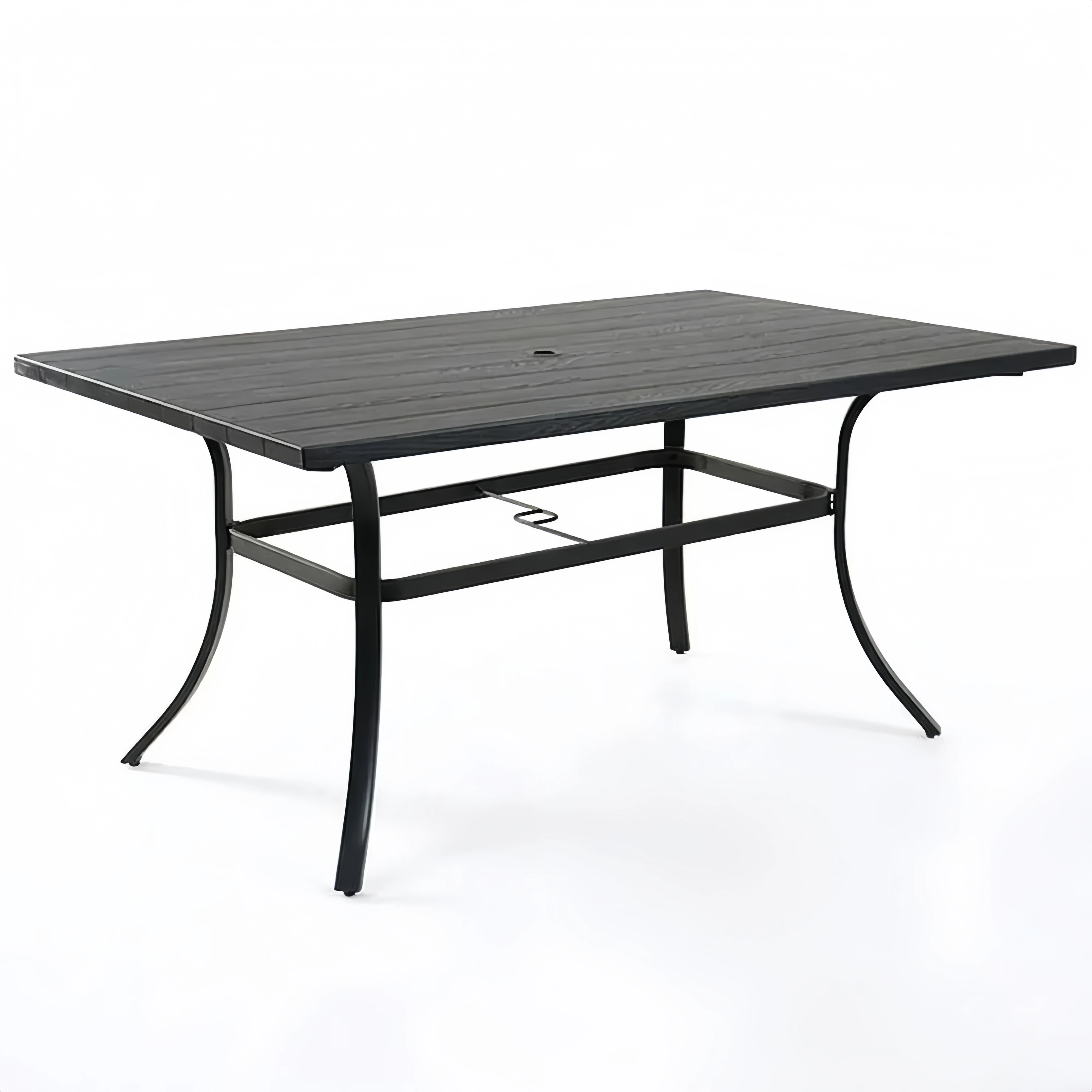 Tavolo da giardino in lega di alluminio nera, 150x90x75 cm