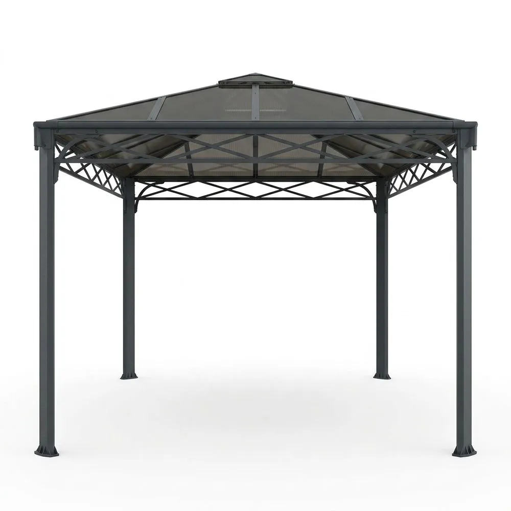 Gazebo in Acciaio con Tetto in Policarbonato 3x3m Grigio