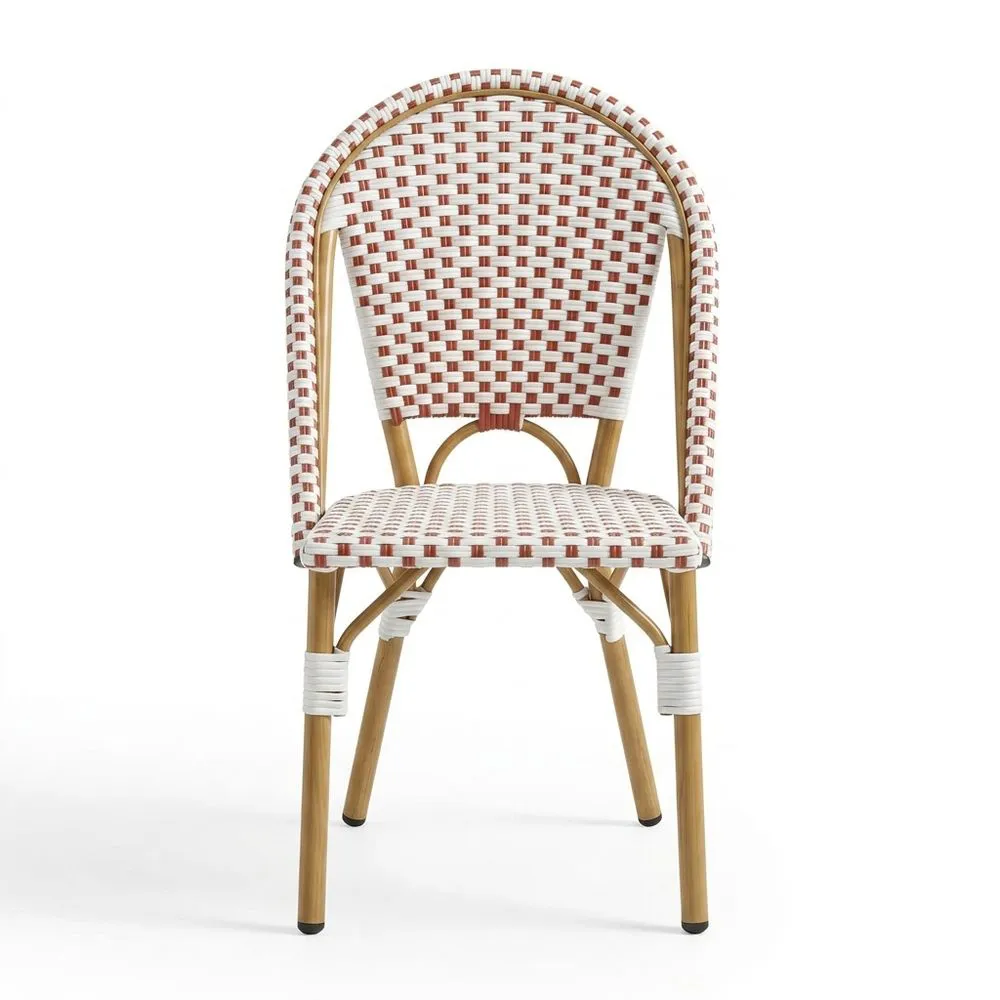 Sedia da Esterno in Rattan Sintetico Bordeaux/Bianco