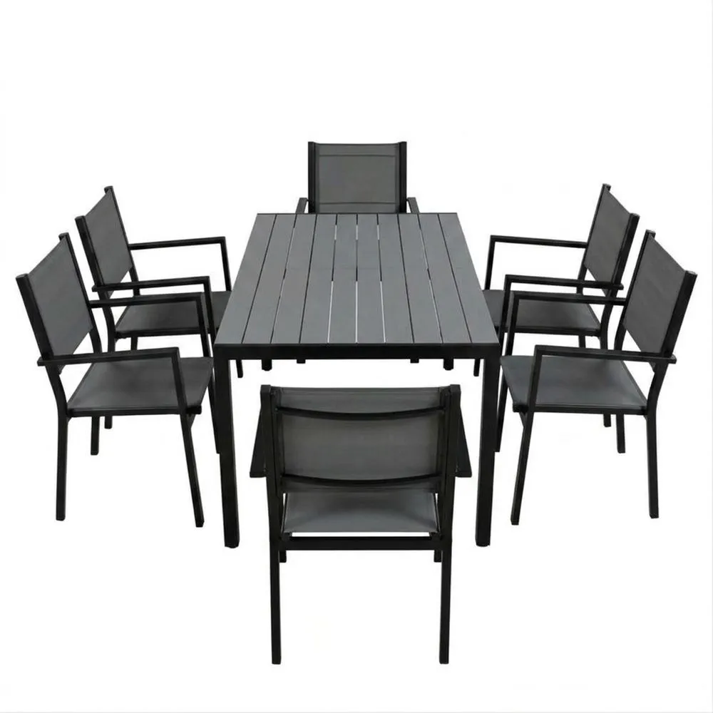 Set da Giardino in Alluminio con Tavolo e Sedie 7 Pezzi