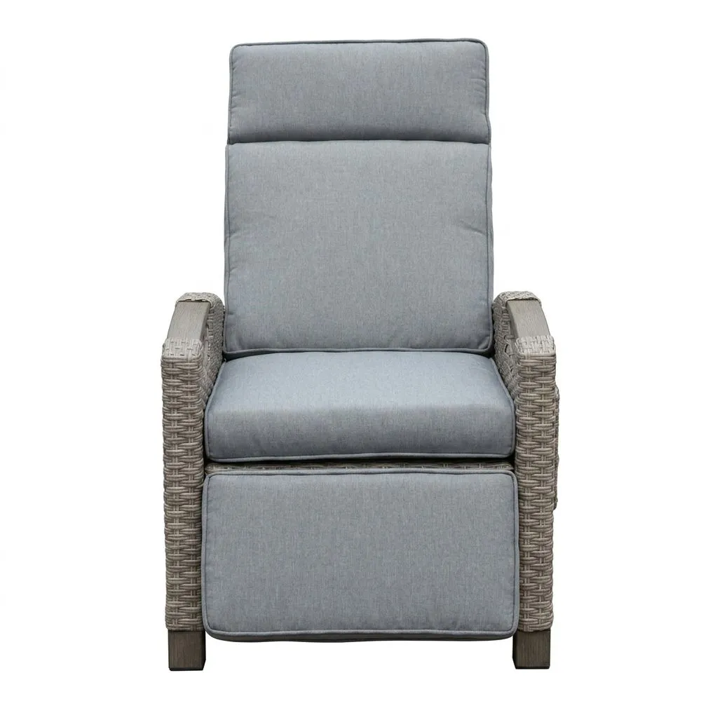 Poltrona reclinabile in rattan tessuto grigio