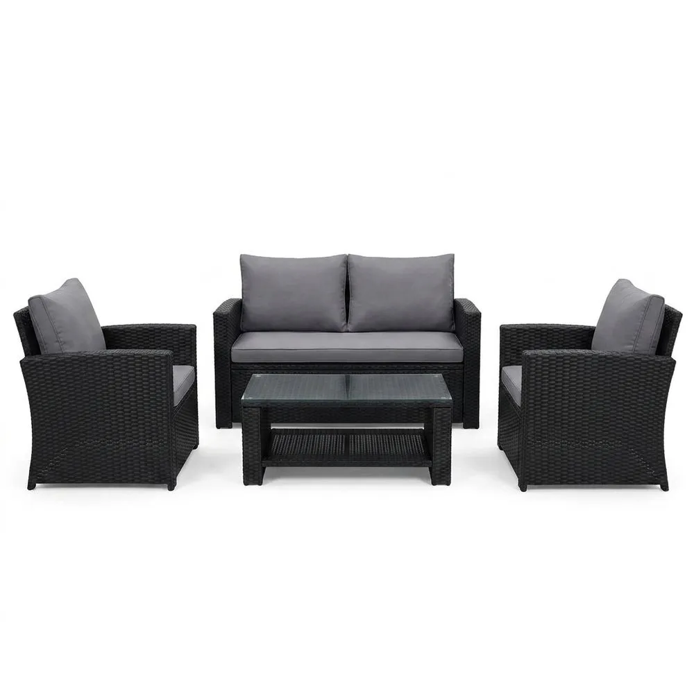 Set Divani Giardino in Rattan Sintetico con Cuscini Grigi