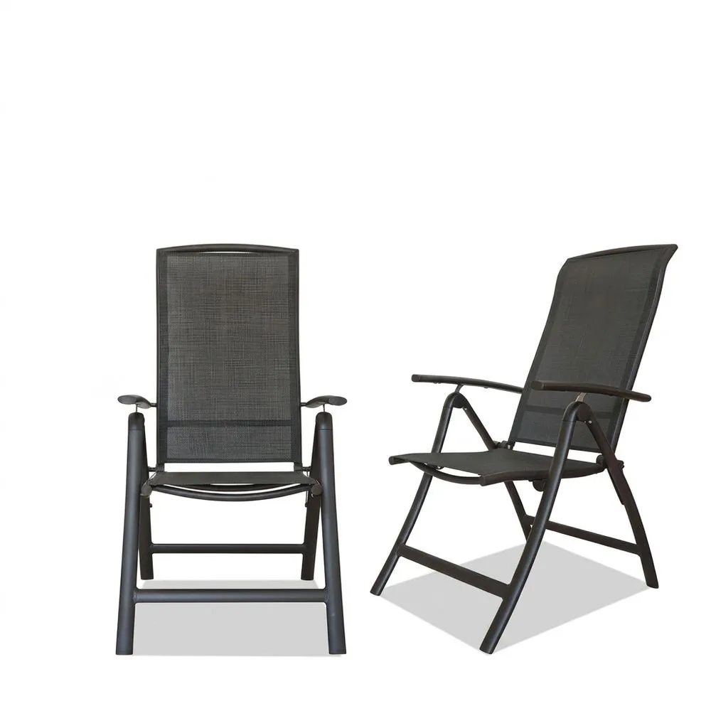 Sedia pieghevole alluminio tessuto reticolare nero