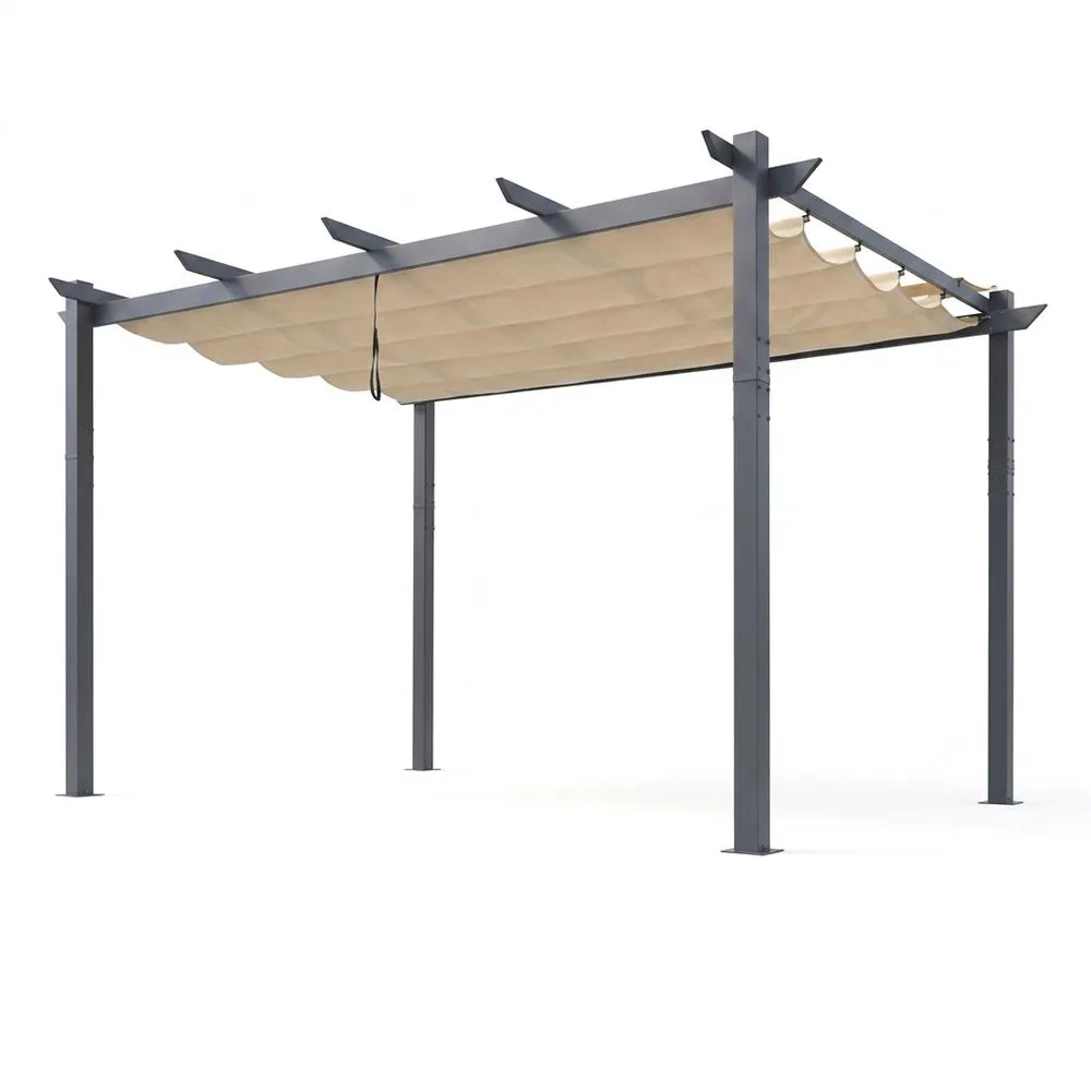 Struttura per gazebo in lega di alluminio, 300x300 cm, telo di copertura in poliestere, colore crema.