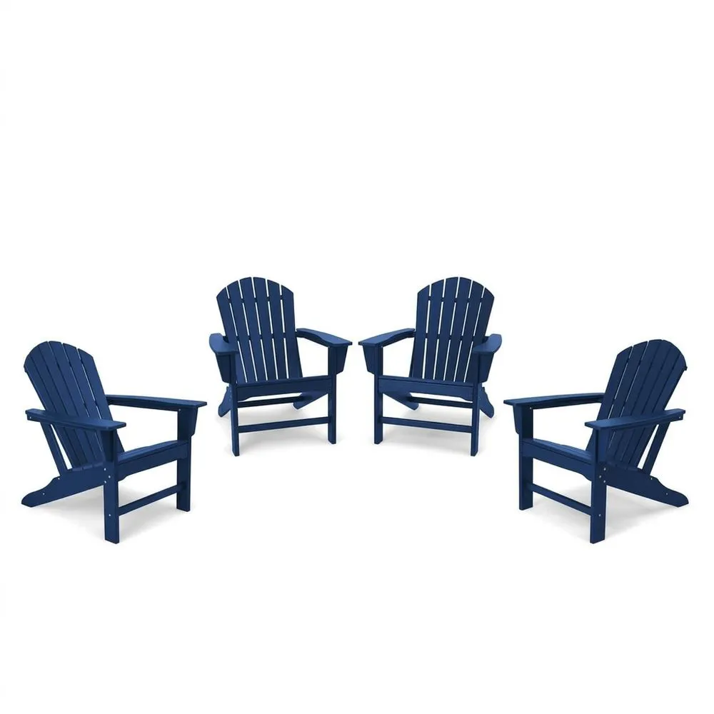 Set di 4 Sedie Adirondack in Polietilene Blu