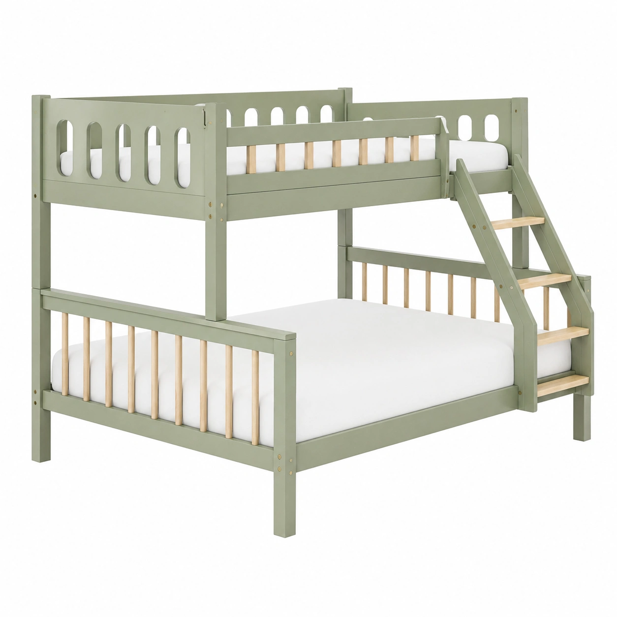 Litera juvenil de madera maciza con escalera lateral 90/140 x 200 cm acabado natural-cartrenoza