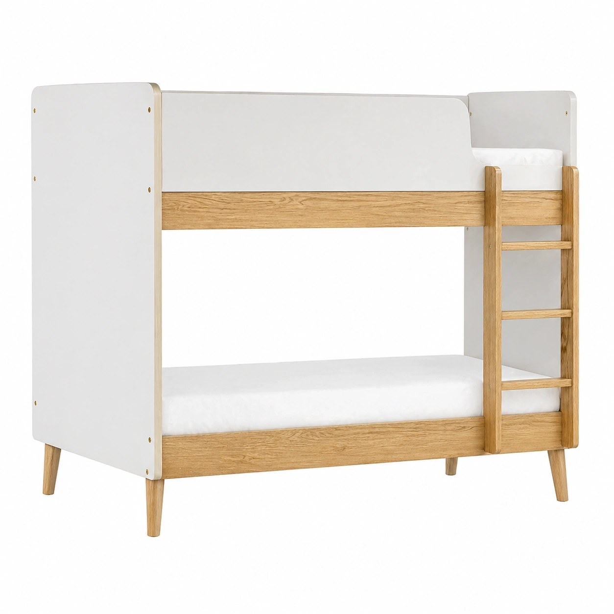 Litera tapizada moderna 90x200 cm gris claro con estructura robusta y escalera integrada-cartrenoza