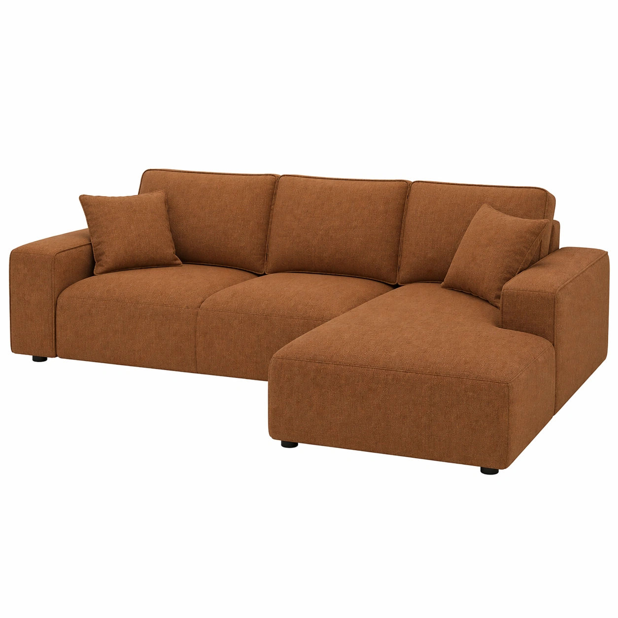 Sofá modular de 3 plazas con chaise longue y dise?o contemporáneo en tela marrón-cartrenoza